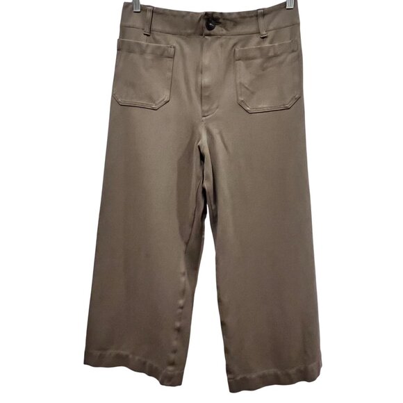 Anthropologie Maeve Colette Wide-Leg Cropped Pants, Olive, 32 - Picture 2 of 9